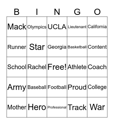 Jackie Robinson Bingo Card