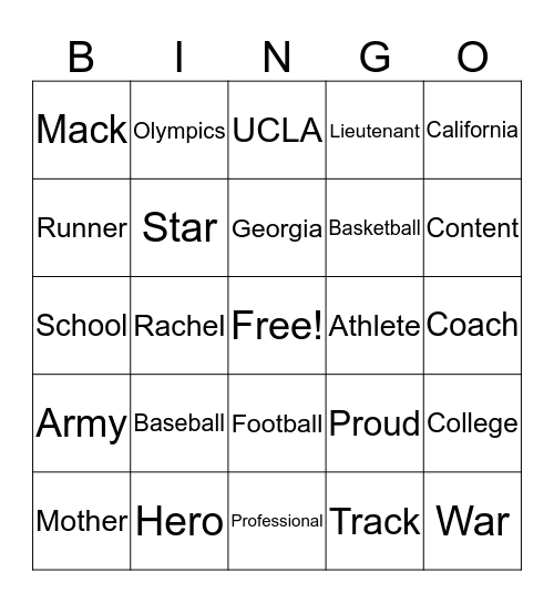 Jackie Robinson Bingo Card