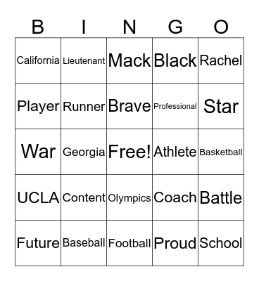 Jackie Robinson Bingo Card