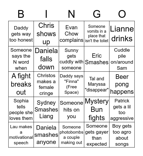 Chris's Cave Bingo Card