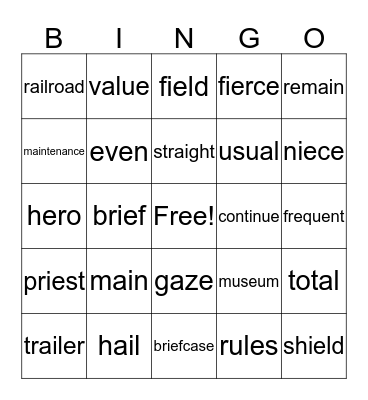 Vocab 7 a,b,c,d Bingo Card