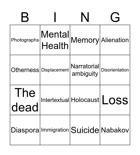 Sebald Bingo Card