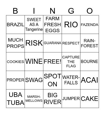 MEMORIES OF BRAZIL BINGO Card