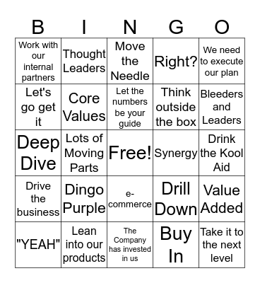 PHG Meeting Bingo Card