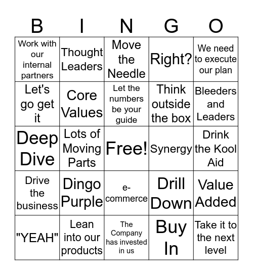 PHG Meeting Bingo Card