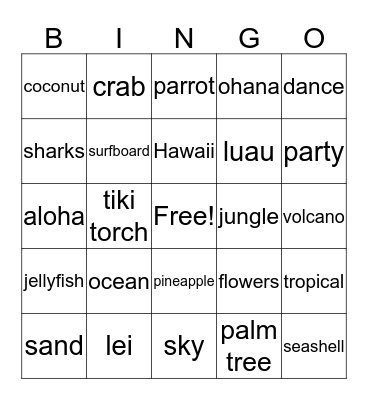 Spectrum Luau!! Bingo Card
