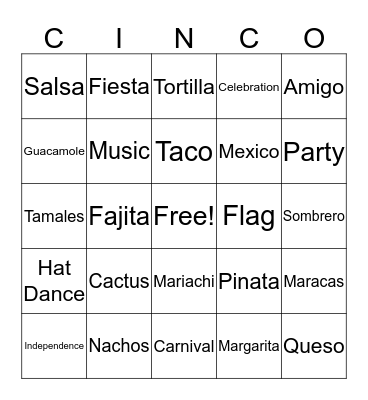 Cinco De Mayo Bingo! Bingo Card