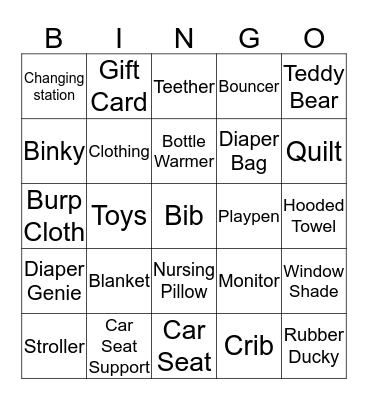 Baby Battle Bingo  Bingo Card