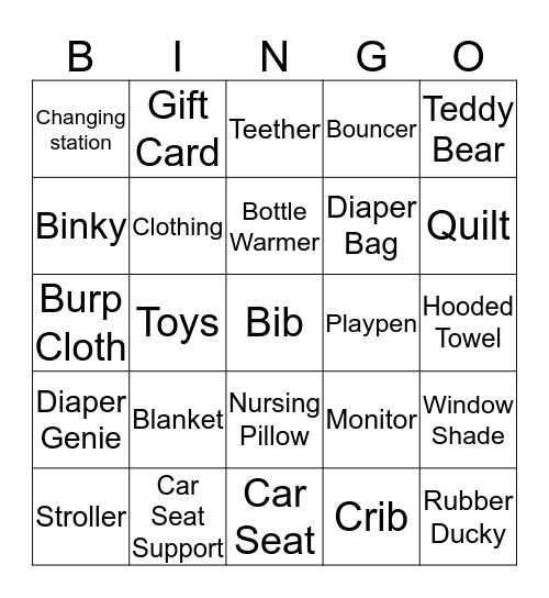 Baby Battle Bingo  Bingo Card