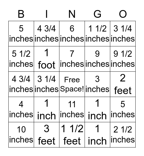Measurement BINGO! Bingo Card