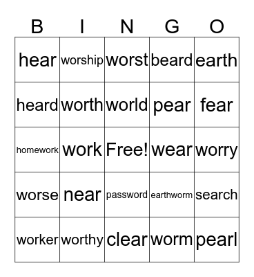 Unit 38 Bingo Card
