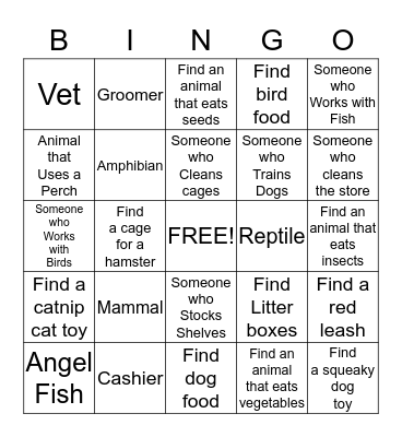 Petsmart Bingo Card
