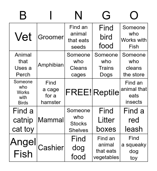 Petsmart Bingo Card