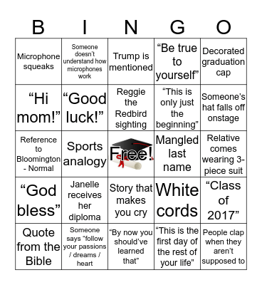 Welcome to Janelle's Graduation Bingo Card