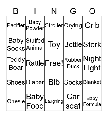 Baby Bingo Card
