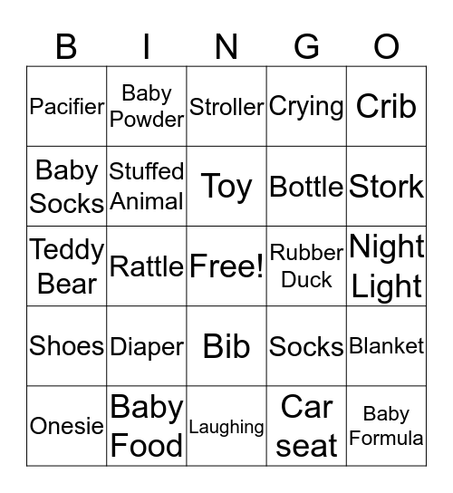 Baby Bingo Card