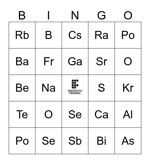 Bingo Periódico do IFMS  Bingo Card