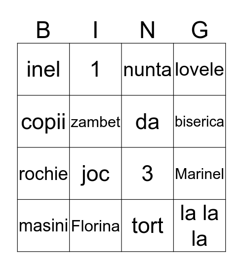 Marinel & Florina Bingo Card