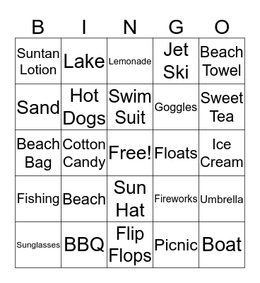 Summer Bingo Card