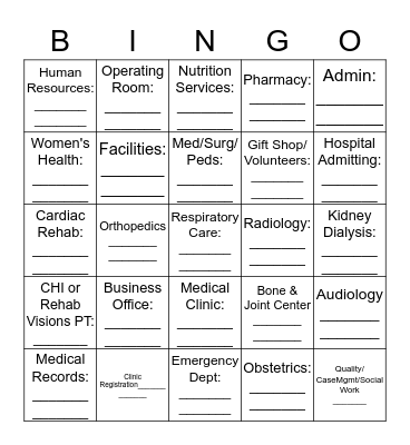 HOSPITAL WEEK BLACKOUT BINGO Card