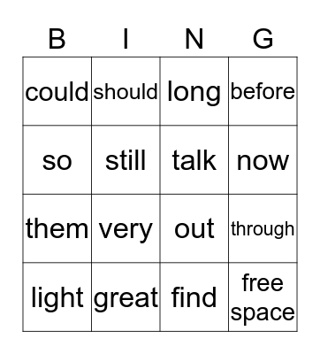 All Star Readers Bingo Card