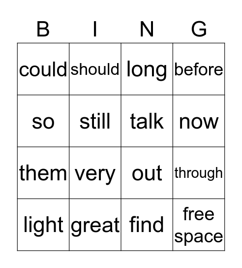 All Star Readers Bingo Card