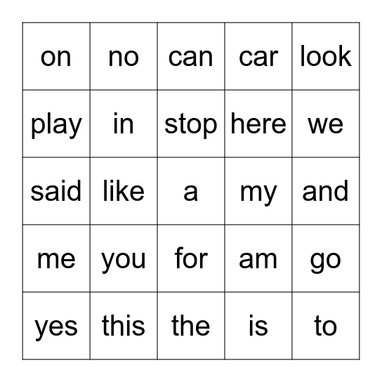 1st & 2nd 9 Weeks Bingo Card