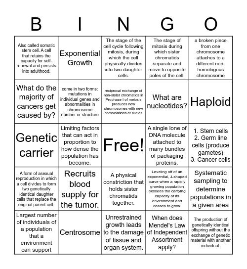CHAPTER 8,10,22  Bingo Card