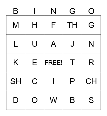 LETTER SOUNDS Bingo Card