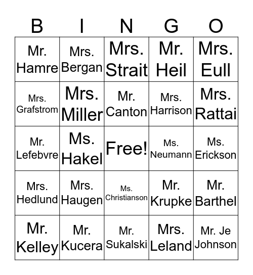 MSW Certified Staff Bingo Card