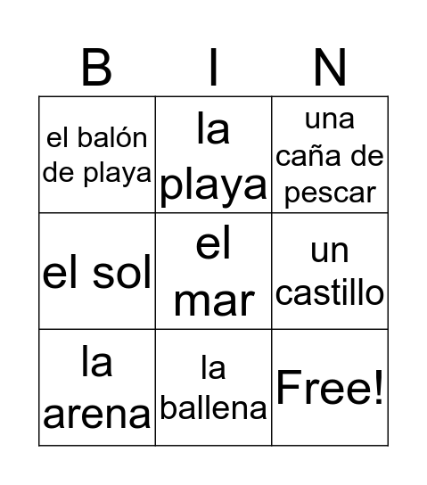 La Viaje  Bingo Card