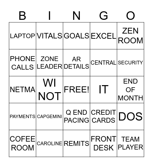 CAPGEMINI BINGO BASH Bingo Card