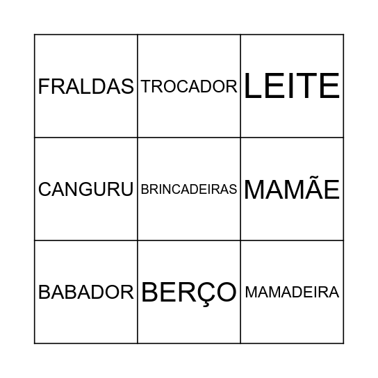 BINGO DA LETÍCIA Bingo Card