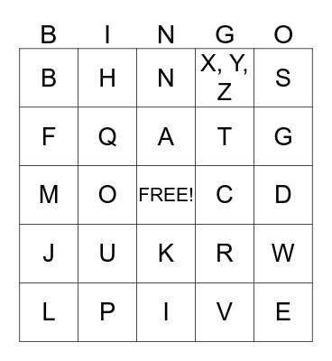 ABC BINGO! Bingo Card