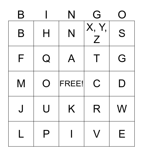 ABC BINGO! Bingo Card