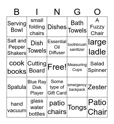 Bridal Shower Bingo Card