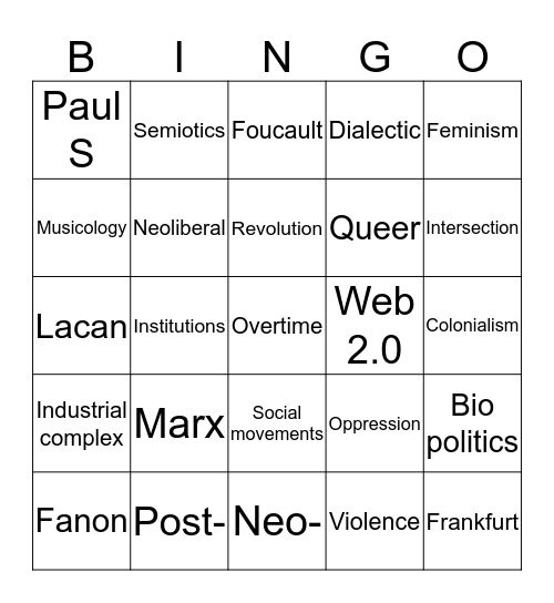 CULT BINGO Card