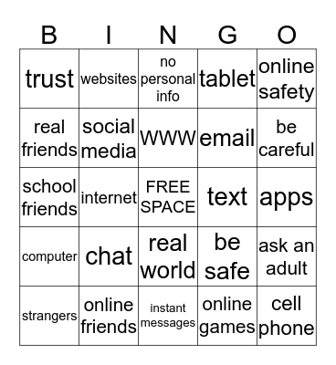 Online Friends Bingo Card