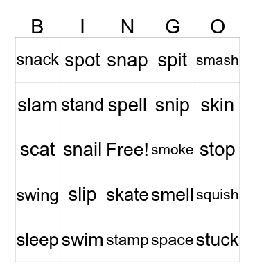 Unit 13c s blends Bingo Card