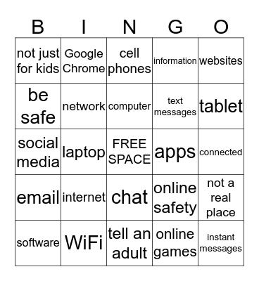 Is the Internet Just for Kids? Bingo Card