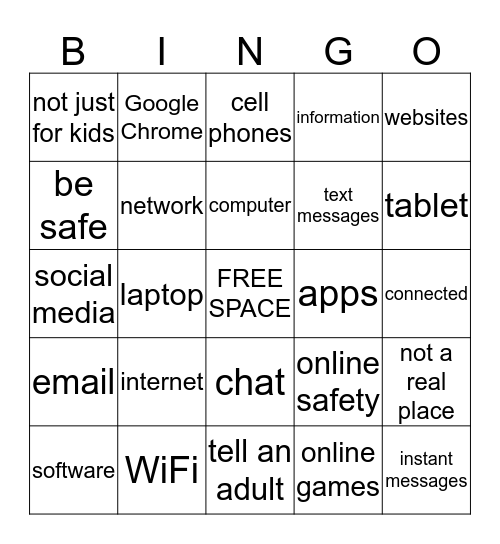 Is the Internet Just for Kids? Bingo Card