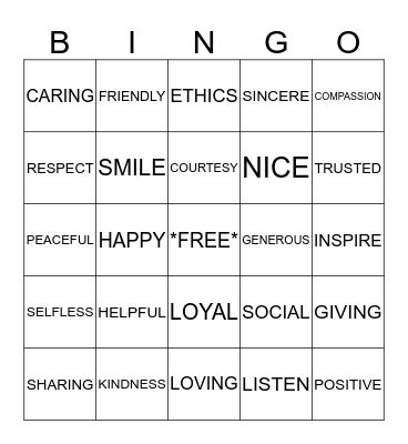 Being the Best You Can Be Bingo Card