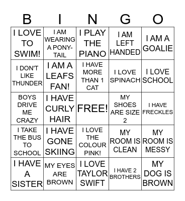 BARRIE SHARKS BINGO GAME Bingo Card