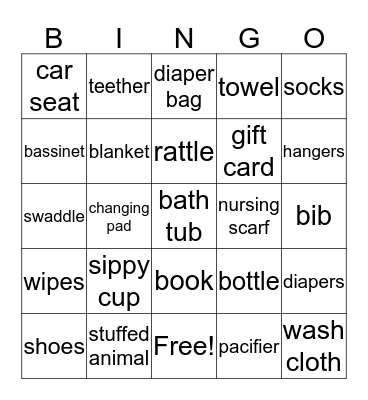 BABY SHOWER BINGO Card