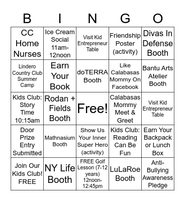 #YouthEmpowerment Bingo Card