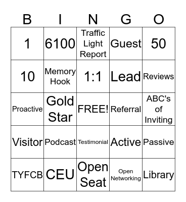 BNI BINGO Card