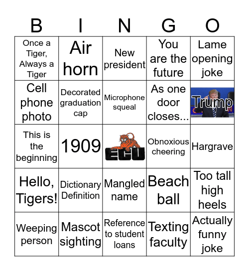 Graduation Bingo Card