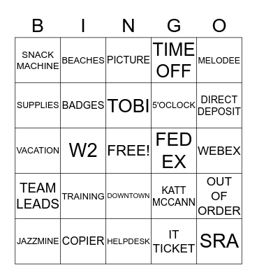 BINGO BLAST Bingo Card