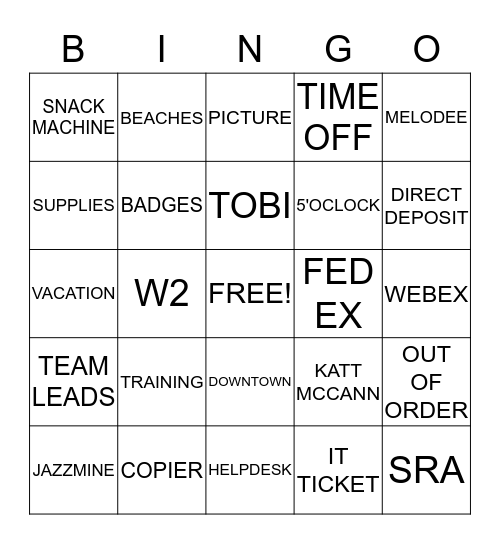 BINGO BLAST Bingo Card
