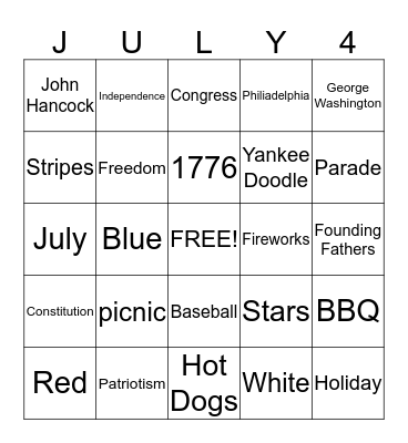Happy Independence Day! Bingo Card